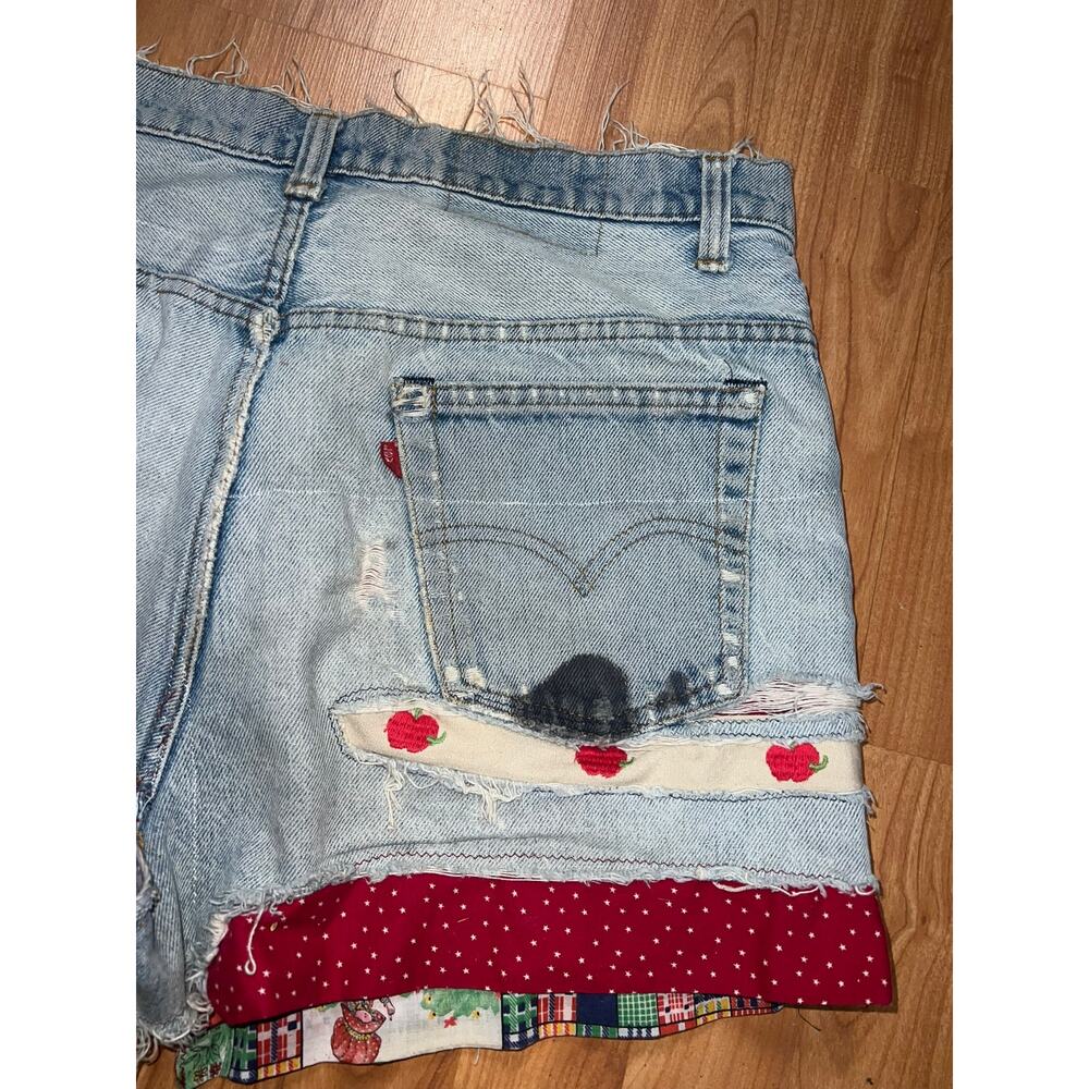 Womens Vintage Levi Jorts Patched Distressed Cutoff Shorts VTG Women Large - Picture 10 of 13